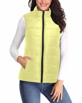 Womens Puffer Vest Jacket / Pastel Yellow