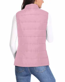 Womens Puffer Vest Jacket / Rosewater Red