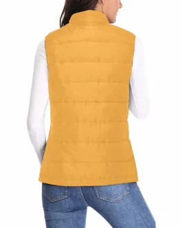 Womens Puffer Vest Jacket / Yellow Orange