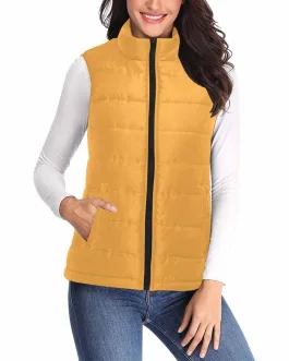 Womens Puffer Vest Jacket / Yellow Orange