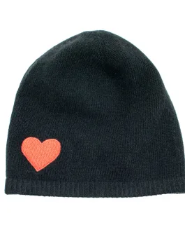 CASHMERE  HAT WITH HEART PATCH