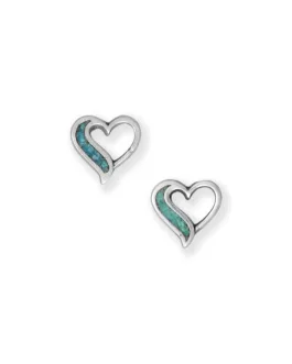 Turquoise Chip Heart Earrings