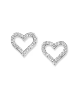CZ Heart Outline Earrings