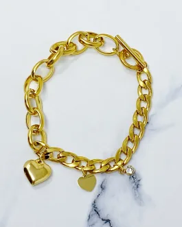 Duo Chain Charm Heart Bracelet