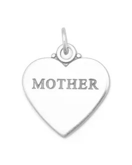 Oxidized MOTHER Heart Charm