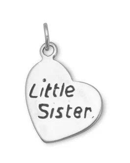 Oxidized Little Sister Heart Charm
