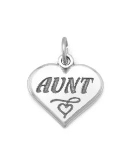 Oxidized Heart Charm with Aunt