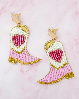 Heart My Cowgirl Boots Earrings