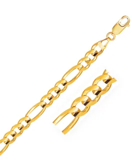 6.6mm 10K Yellow Gold Solid Figaro Chain