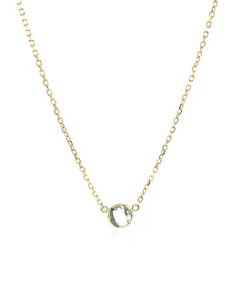 14k Yellow Gold 17 inch Necklace with Round Blue Topaz