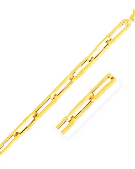 14k Yellow Gold 8 inch Extra Wide Paperclip Chain Bracelet