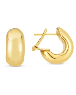 14k Yellow Gold Small Omega C Hoops
