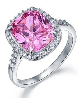 Solid 925 Sterling Silver Luxury Engagement Ring 6 Ct Cushion Fancy Pink Created Diamond XFR8150