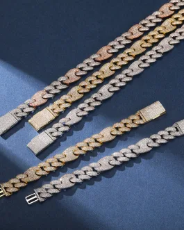 16mm&12mm Miami Box Clasp Cuban Link Chain Gold Silver Necklace