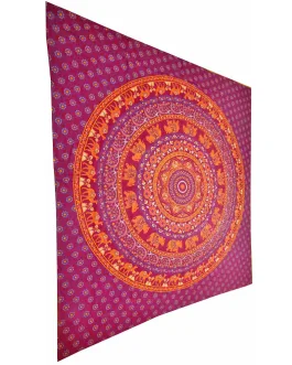 Purple Elephants & Camels Mandala Tapestry