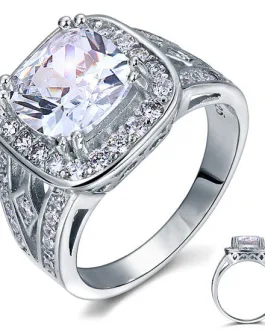 Art Deco Vintage Style 4 Carat Cushion Created Diamond Solid 925 Sterling Silver Wedding Engagement Ring XFR8091