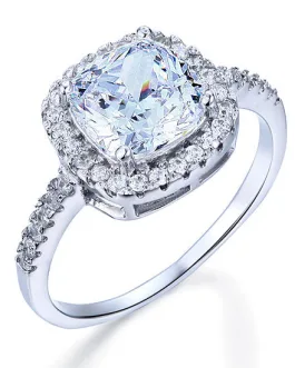 Solid 925 Sterling Silver Bridal Wedding Anniversary Engagement Ring 3 Carat Cushion Cut XFR8138