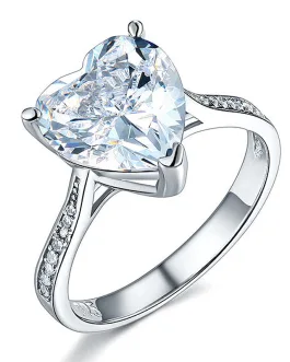 925 Sterling Silver Bridal Engagement Ring 3.5 Carat Heart Created Diamond Jewelry XFR8215