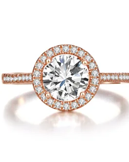 925 Sterling Silver Wedding Engagement Rose Gold Plated Ring Created Diamond