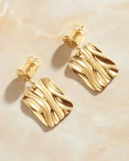 Adele – Gold Hammered Geometric Earrings