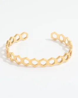 Iseul – Honey Comb Bee Gold Cuff Bracelet