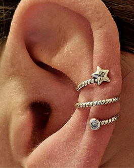 Sterling Silver Star Twist Ear Cuff