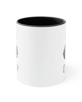 Two-tone Accent Ceramic Mug 11oz, Say It Soul, Its Okay, Black Line Art Positive Affirmation