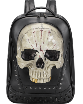 3D Skull Backpack, 3D Kreepsville Skull ，Luminous Leisure Skull Backpack