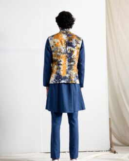 Alair – Tie & Dye Nehru Jacket with Blue Cowl Kurta set