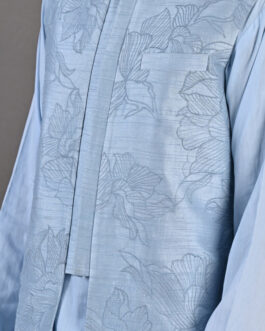 Terence – Light Blue Abstract Embroidered Nehru Jacket with Kurta Set