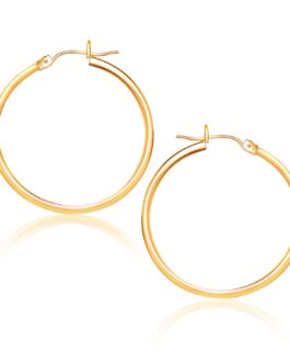 14k Yellow Gold Polished Hoop Earrings (25 mm)