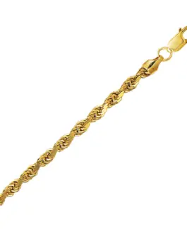4.0mm 10K Yellow Gold Hollow Diamond Cut Rope Chain