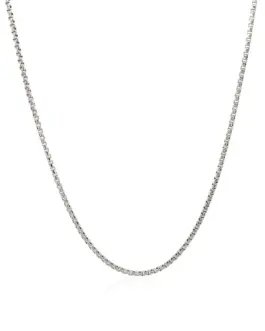 Sterling Silver Rhodium Plated Round Box Chain 1.3mm
