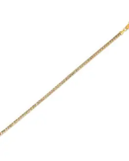 Round Pave Franco Chain Bracelet in 14k Yellow Gold (3.1 mm)