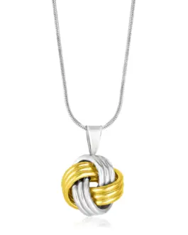 14k Yellow Gold & Sterling Silver Pendant in a Ridge Texture Love Knot Style