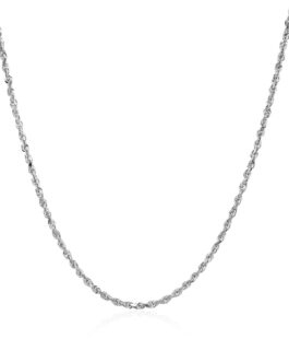 10k White Gold Solid Diamond Cut Rope Chain 1.4mm