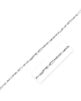 Sterling Silver Rhodium Plated Figarope Chain 4.7mm