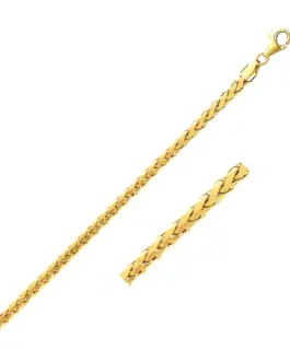2.7mm 14k Yellow Gold Diamond Cut Round Franco Bracelet