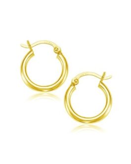 10k Yellow Gold Polished Hoop Earrings (15 mm)