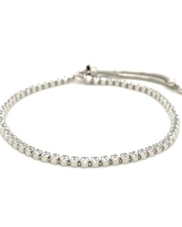 Adjustable Tennis Style Bracelet with Cubic Zirconia in Sterling Silver