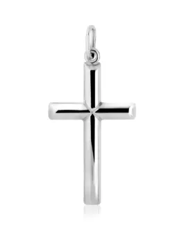 Sterling Silver Polished Bar Cross Pendant