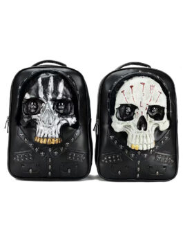 3D Skull Backpack,Studded Skull, With Hair Large Laptop Backpack