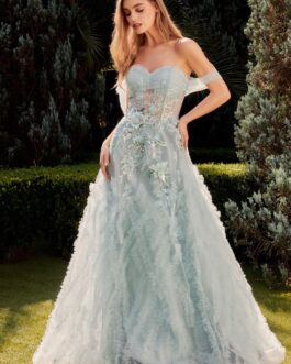 OFF THE SHOULDER BLUE BALL GOWN CDA1343