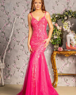 Sequin Illusion Sweetheart Sheer Bodice Mesh Mermaid Long Prom Dress GLGL3228