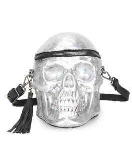 3D Bags Silver Skull Cross Body Shoulder Bag Mini Handle Handbags