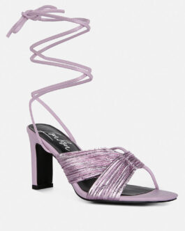 xuxa metallic tie up italian block heel sandals