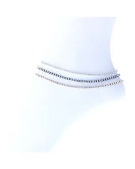 RHINESTONE 3 STRANDS MIXED COLOR ANKLET