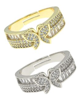Cubic Zirconia Butterfly 2 Line Band