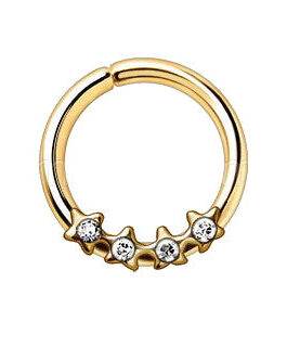 Gold Jeweled Stars Annealed Seamless Ring