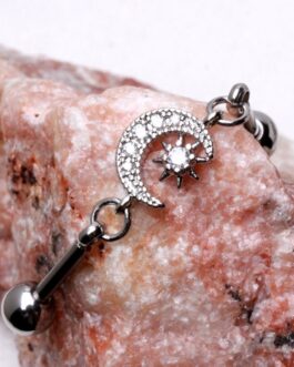 316L Stainless Steel Moon and Star Chain Industrial Barbell